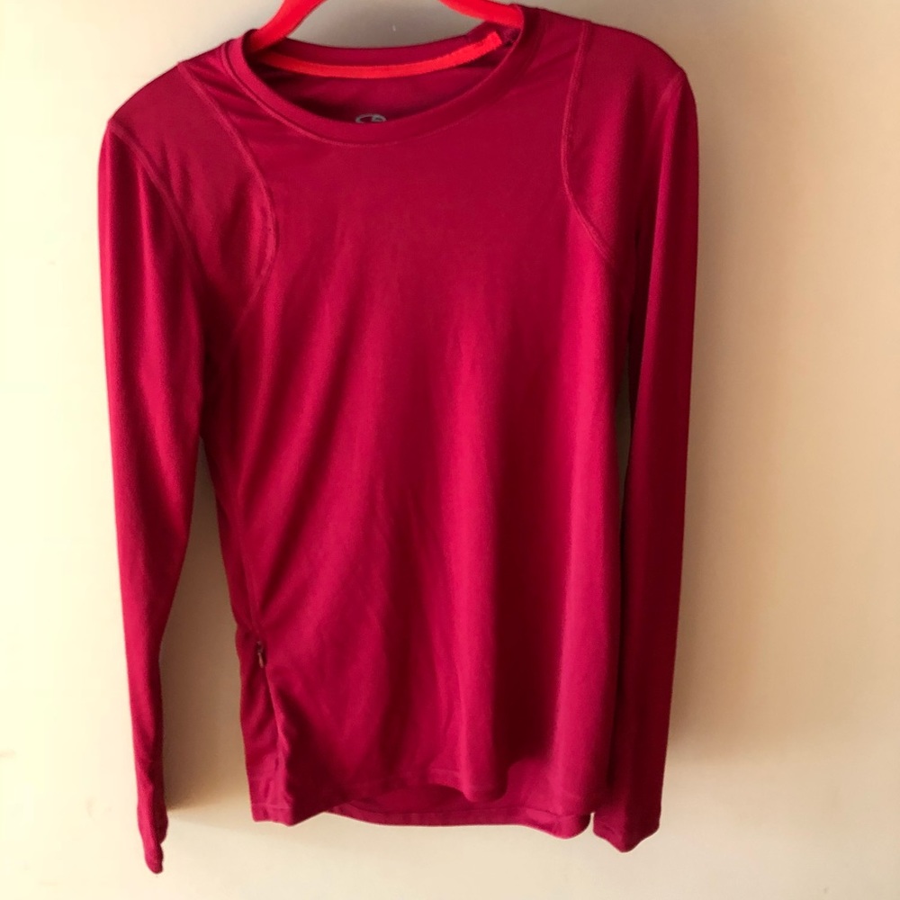 Red long sleeve athletic top